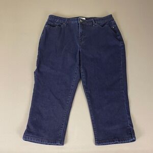 Croft &‎ Barrow Capri Jeans Women's Size 16 Blue Wash Cropped Denim Stretch